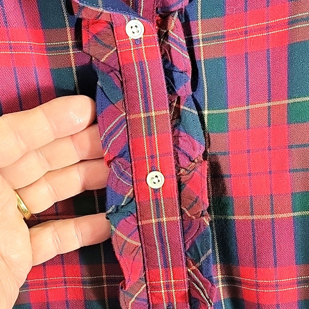 Lauren Ralf Lauren Ruffle Front Plaid Shirt Size 3X - Picture 4 of 8
